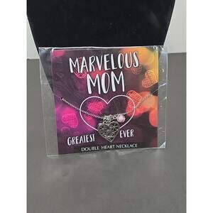 Marvelous Mom Double Heart Necklace Gift - Greatest Mom Ever Pendant Jewelry